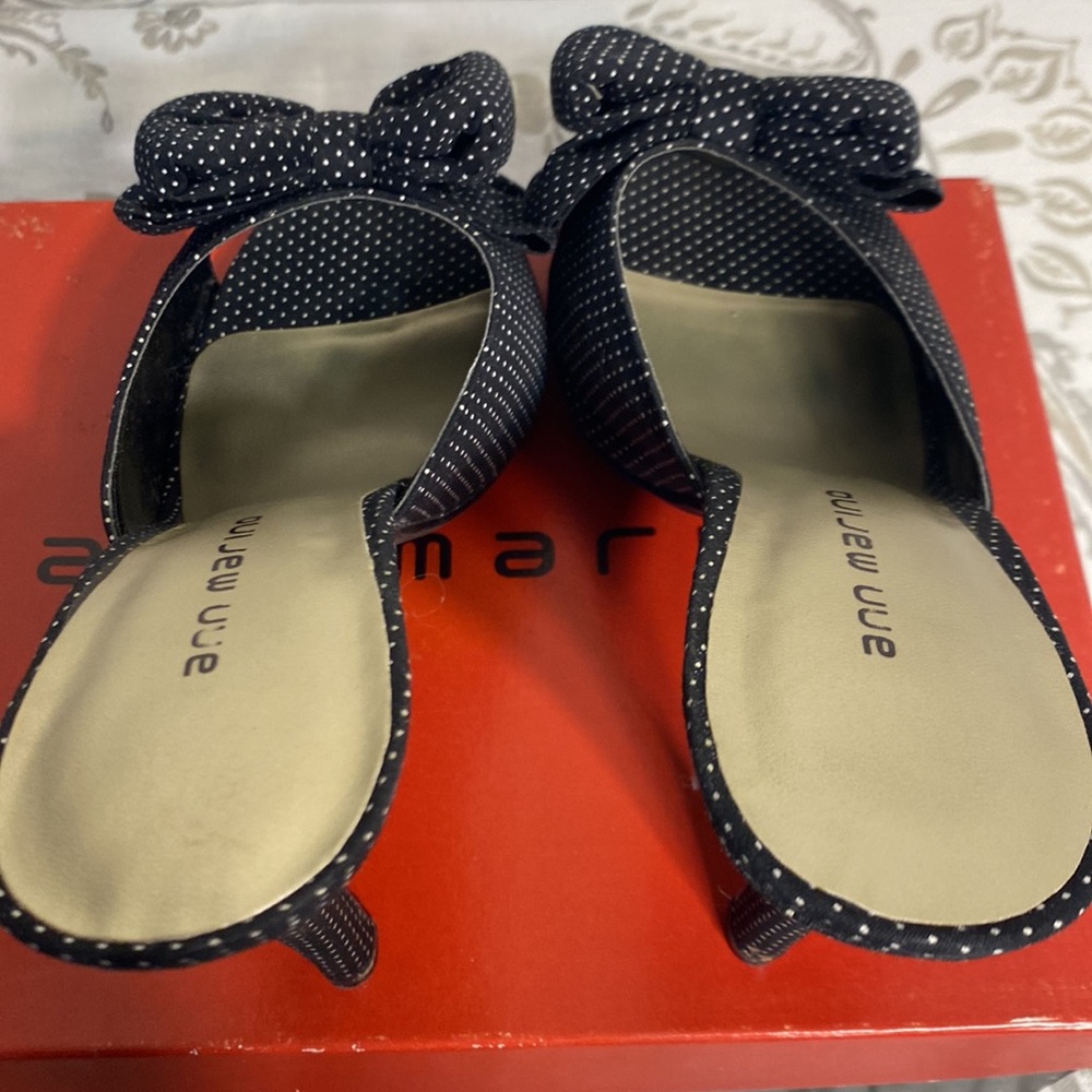 Anna Marino backless Black and white polkadot heels size 8 1/2 - Picture 10 of 14
